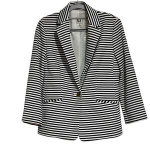 Anne Klein Women's Medium Blazer Black & White Stripes Jacket NWOT